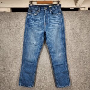 NOEND Denim Slim Straight Jeans Womens Size 27 Blue Distressed Made in USA